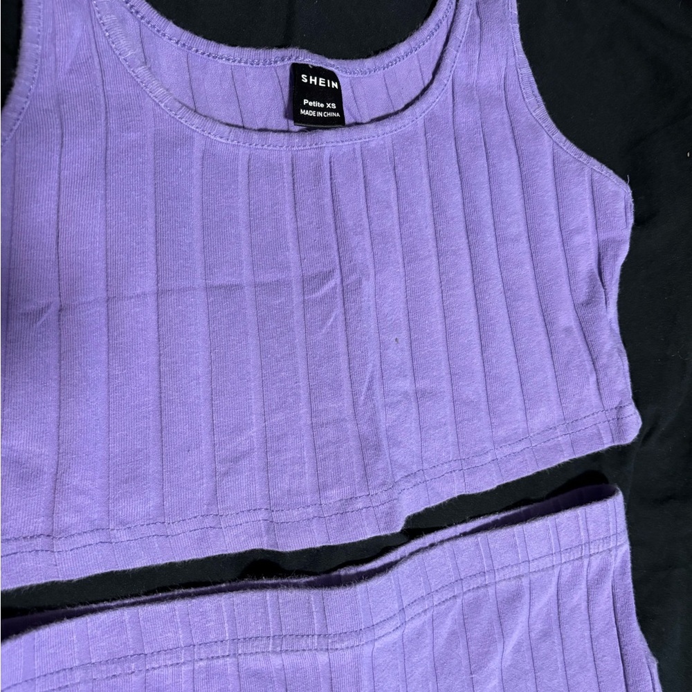 SHEIN Petite Purple Ribbed Intimate Set - Picture 3 of 3